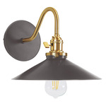 Uno Curved Arm Shallow Cone Wall Light - Brushed Brass / Architectural Bronze
