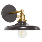 Uno Straight Arm Cap Wall Light - Brushed Brass / Architectural Bronze