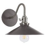 Uno Curved Arm Wide Cone Wall Sconce - Brushed Nickel / Architectural Bronze