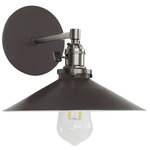 Uno Straight Arm Shallow Cone Wall Sconce - Brushed Nickel / Architectural Bronze