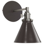 Uno Straight Arm Cone Wall Light - Brushed Nickel / Architectural Bronze
