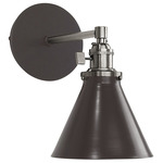 Uno Straight Arm Narrow Cone Wall Sconce - Brushed Nickel / Architectural Bronze