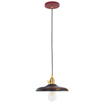 Uno Wood Pendant - Brushed Brass / Barn Red