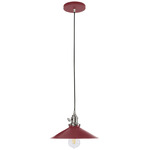 Uno Wide Cone Pendant - Brushed Nickel / Barn Red