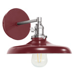 Uno Straight Arm Cap Wall Light - Brushed Nickel / Barn Red