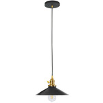 Uno Shallow Cone Pendant - Brushed Brass / Black