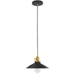 Uno Wide Cone Pendant - Brushed Brass / Black