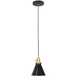 Uno Cone Pendant - Brushed Brass / Black