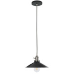 Uno Shallow Cone Pendant - Brushed Nickel / Black