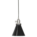 Uno Narrow Cone Pendant - Brushed Nickel / Black