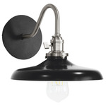 Uno Curved Arm Cap Wall Light - Brushed Nickel / Black