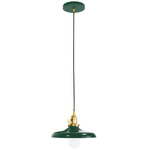 Uno Cap Pendant - Brushed Brass / Forest Green