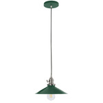Uno Shallow Cone Pendant - Brushed Nickel / Forest Green