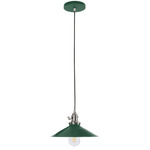 Uno Wide Cone Pendant - Brushed Nickel / Forest Green
