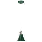 Uno Cone Pendant - Brushed Nickel / Forest Green