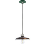Uno Wood Pendant - Brushed Nickel / Forest Green