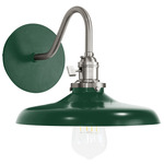 Uno Curved Arm Cap Wall Light - Brushed Nickel / Forest Green