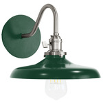 Uno Curved Arm Cap Wall Sconce - Brushed Nickel / Forest Green