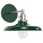Uno Straight Arm Cap Wall Light - Brushed Nickel / Forest Green