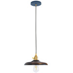 Uno Wood Pendant - Brushed Brass / Navy