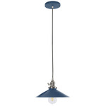 Uno Shallow Cone Pendant - Brushed Nickel / Navy