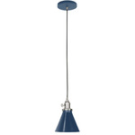 Uno Narrow Cone Pendant - Brushed Nickel / Navy