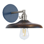 Uno Straight Arm Wood Wall Light - Navy / Brushed Nickel