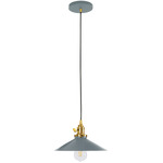 Uno Shallow Cone Pendant - Brushed Brass / Slate Gray