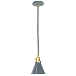 Uno Narrow Cone Pendant - Brushed Brass / Slate Gray