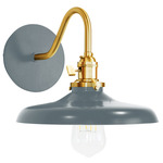Uno Curved Arm Cap Wall Light - Brushed Brass / Slate Gray