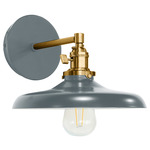 Uno Straight Arm Cap Wall Light - Brushed Brass / Slate Gray