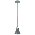 Uno Narrow Cone Pendant - Brushed Nickel / Slate Gray