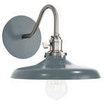 Uno Curved Arm Cap Wall Light - Brushed Nickel / Slate Gray