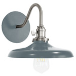 Uno Curved Arm Cap Wall Sconce - Brushed Nickel / Slate Gray