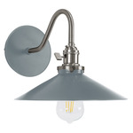 Uno Curved Arm Wide Cone Wall Sconce - Brushed Nickel / Slate Gray