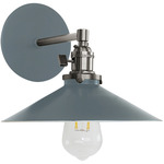 Uno Straight Arm Shallow Cone Wall Sconce - Brushed Nickel / Slate Gray