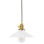Uno Shallow Cone Pendant - Brushed Brass / White Gloss