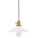 Uno Wide Cone Pendant - Brushed Brass / White Gloss