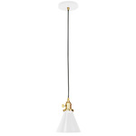 Uno Narrow Cone Pendant - Brushed Brass / White Gloss
