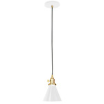 Uno Cone Pendant - Brushed Brass / White Gloss