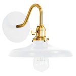 Uno Curved Arm Cap Wall Sconce - Brushed Brass / White Gloss