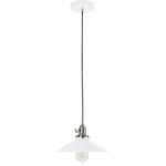 Uno Shallow Cone Pendant - Brushed Nickel / White Gloss