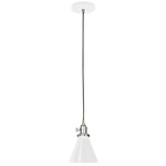 Uno Cone Pendant - Brushed Nickel / White Gloss