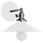 Uno Straight Arm Shallow Cone Wall Sconce - Brushed Nickel / White Gloss