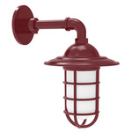 Vaportite Straight Arm Cap Outdoor Wall Sconce - Barn Red / Frosted
