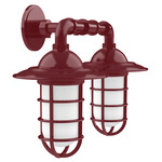 Vaportite Duo Cap Outdoor Wall Light - Barn Red / Frosted