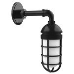 Vaportite Straight Arm Outdoor Wall Sconce - Black / Frosted