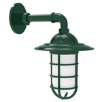 Vaportite Straight Arm Cap Outdoor Wall Sconce - Forest Green / Frosted