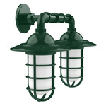 Vaportite 2 Light Cap Outdoor Wall Sconce - Forest Green / Frosted