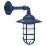 Vaportite Straight Arm Cap Outdoor Wall Sconce - Navy / Frosted